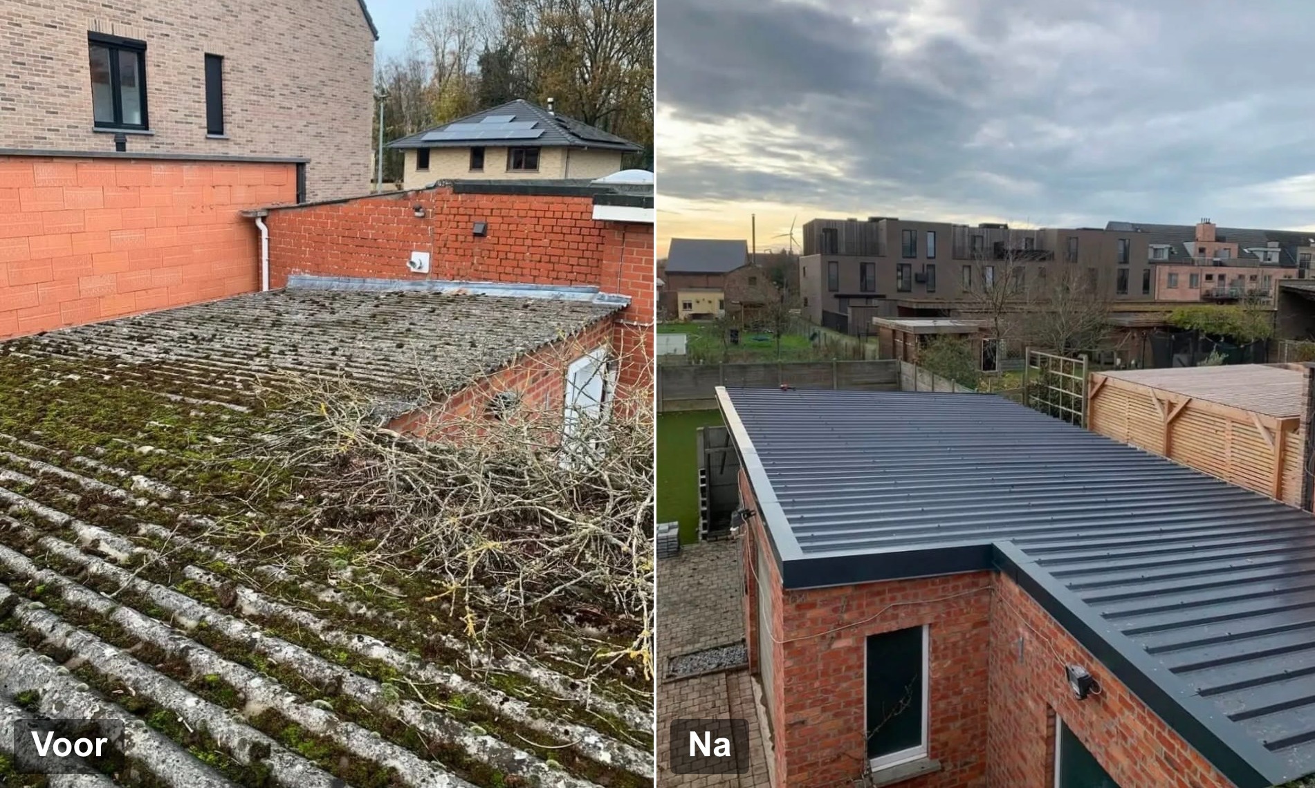 Renovatie plat dak geïsoleerde ecopanelen van Joris Ide RAL 7016